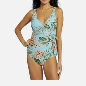 Kona Sol One Piece Swimsuit Tropical Floral Size Large